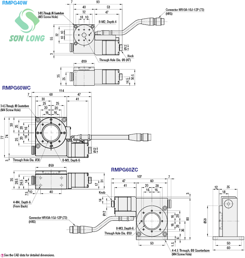 Rotary Stages - Worm Gear RMPG40W/RMPG60WC-N/RMPG60ZC-N