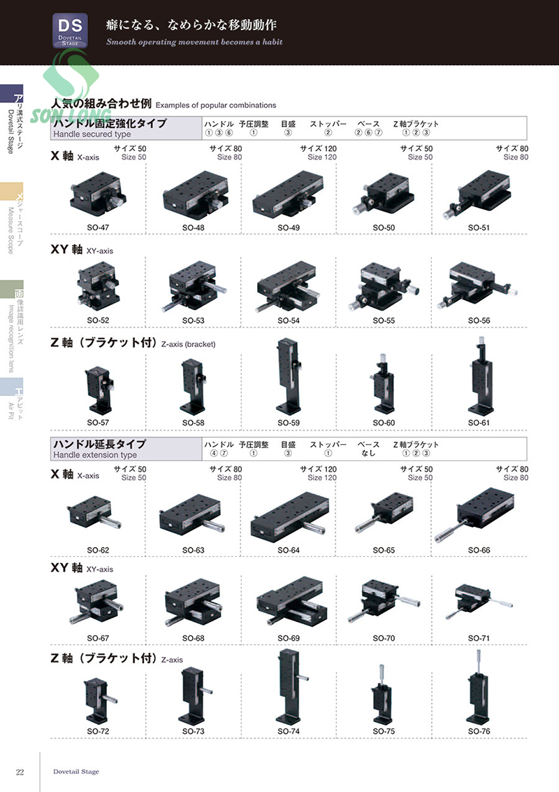Semi-Order Stage (Handle Extension Type X Axis) SO-62/SO-63/SO-64/SO-65/SO-66