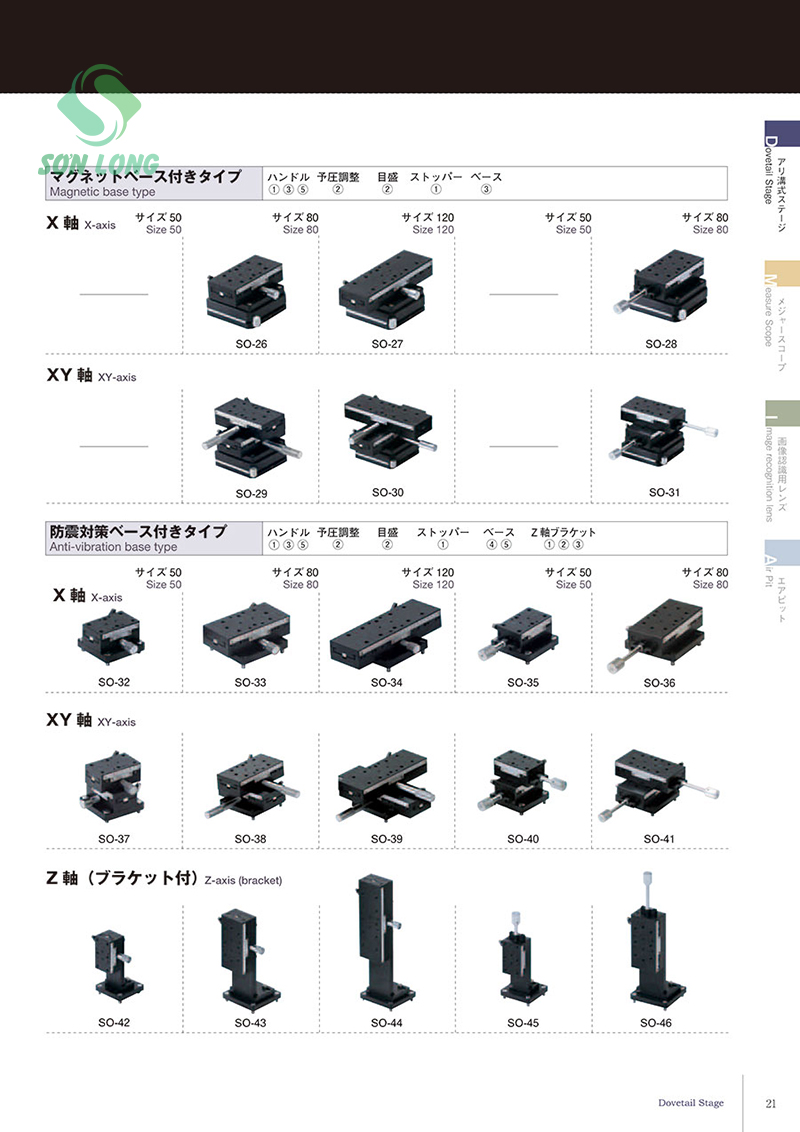Semi-Order Stage (Magnetic Base Type X Axis) SO-26/SO-27/SO-28