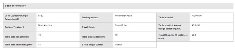 Z-Axis Manual Stage Cross Roller 4016